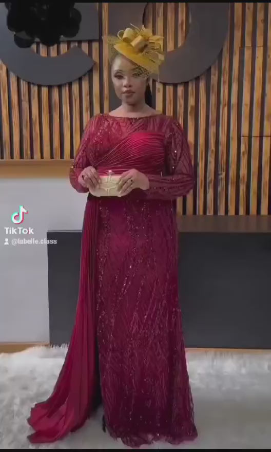 Robe de soirée rouge bordeaux
